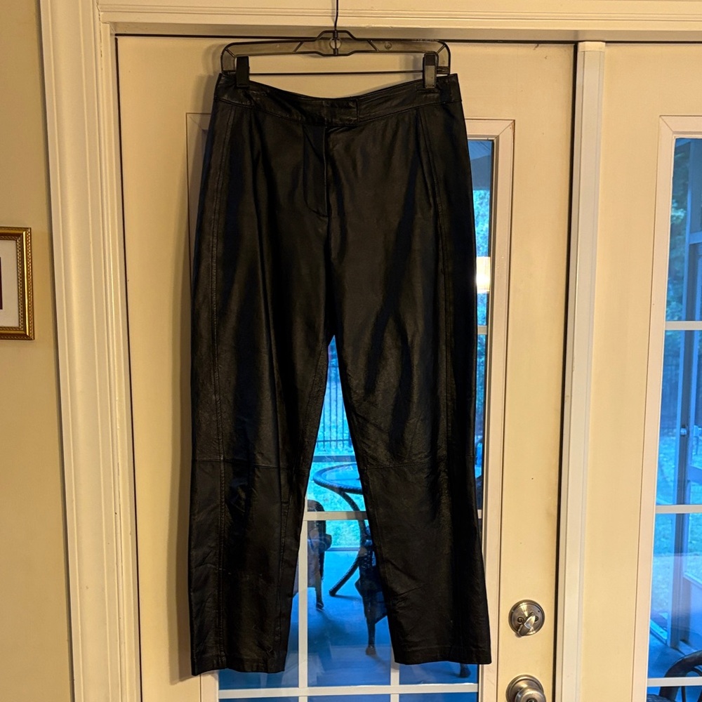 Bagatelle Women's Black Straight Leather Pants